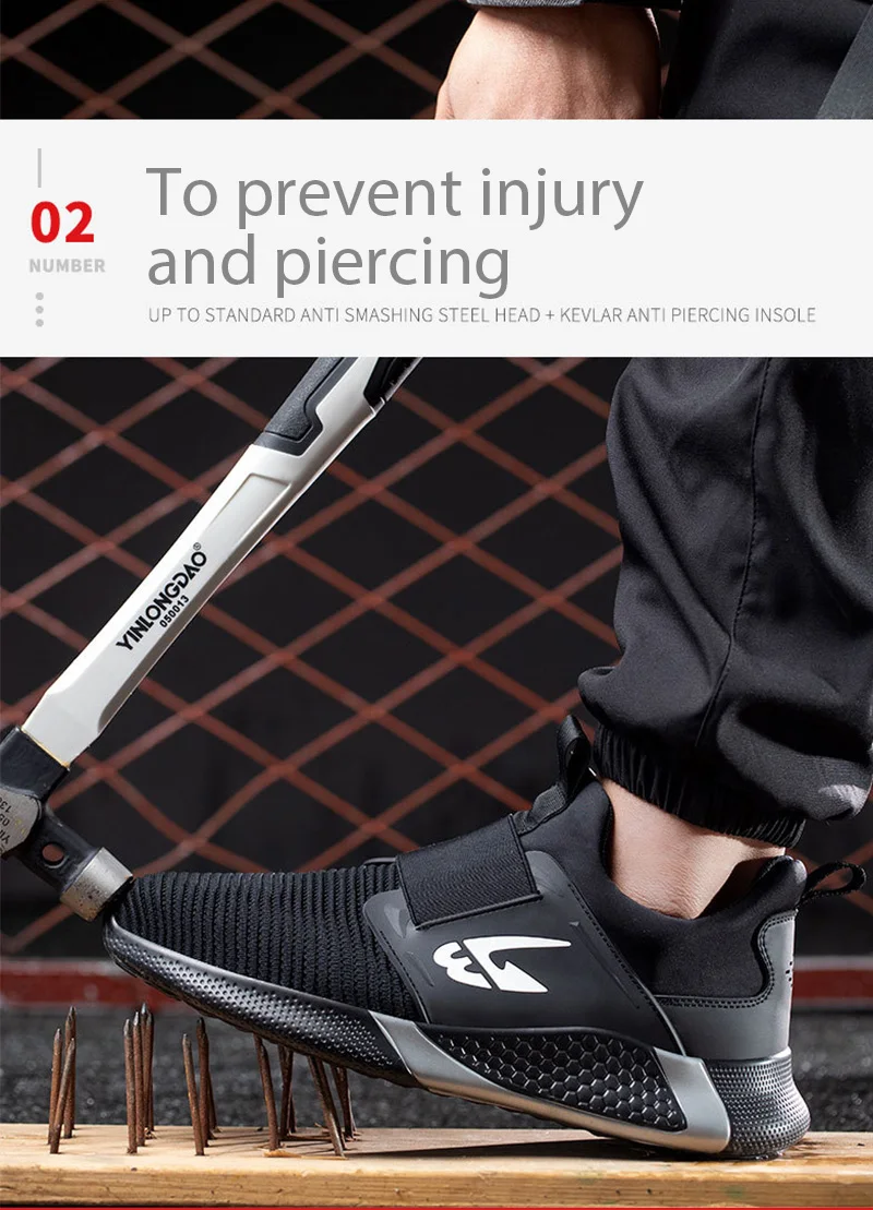 Men Shoes Work Safety Boots Iron Toe Anti-smash Puncture-Proof Boots Lightweight Comfortable Sneakers Male Security Work Shoes - Image 17