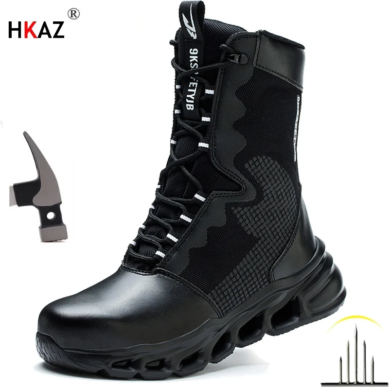 Men's High-Top Steel Toe Safety Boots - Slip-Resistant Work Shoes