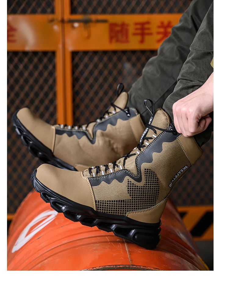 Men's High-Top Steel Toe Safety Boots - Slip-Resistant Work Shoes - Image 20