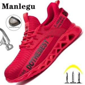 Manlegu Lightweight Mesh Steel Toe Safety Shoes