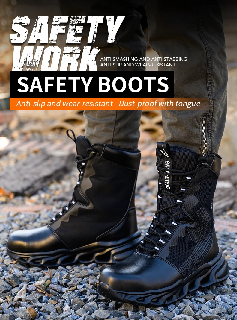 Men's High-Top Steel Toe Safety Boots - Slip-Resistant Work Shoes - Image 10