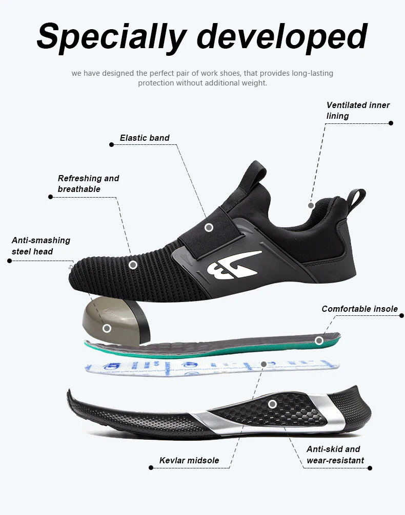 Men Shoes Work Safety Boots Iron Toe Anti-smash Puncture-Proof Boots Lightweight Comfortable Sneakers Male Security Work Shoes - Image 13