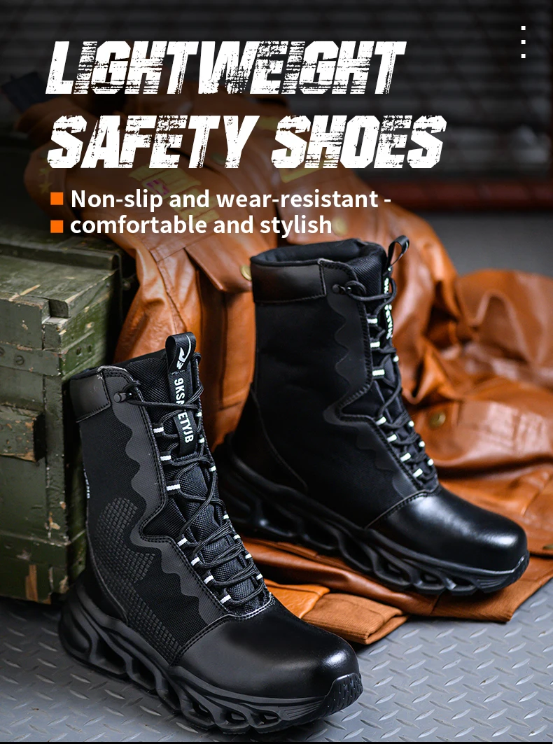 Men's High-Top Steel Toe Safety Boots - Slip-Resistant Work Shoes - Image 11