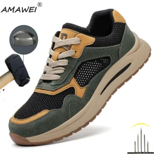 Men’s Lightweight Steel‑Toe Safety Sneakers – Anti‑Puncture Work Shoes