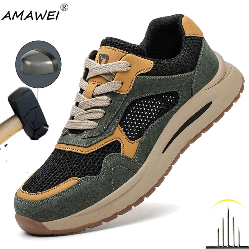 Men’s Lightweight Steel‑Toe Safety Sneakers – Anti‑Puncture Work Shoes