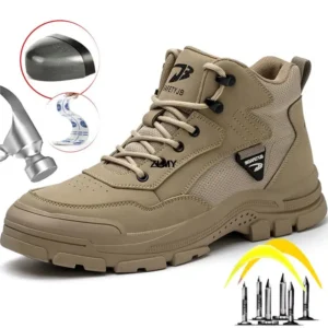 ZLMY High-Top Steel Toe Puncture-Proof Work Boots