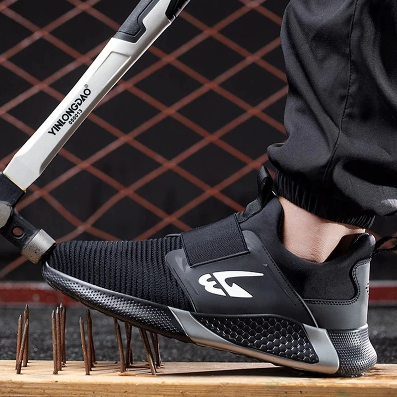 Men Shoes Work Safety Boots Iron Toe Anti-smash Puncture-Proof Boots Lightweight Comfortable Sneakers Male Security Work Shoes - Image 5